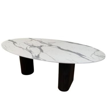 Imagem de Mesa De Jantar Oval Dupla 180x100cm Madeira Ebano