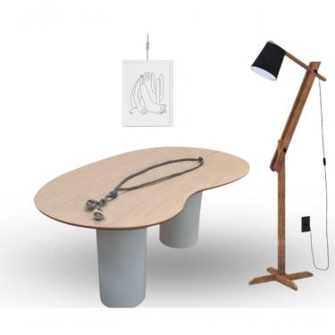 Imagem de Mesa Organica Bean Laca+freijo Claro 244x137cm