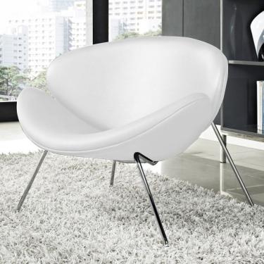 Imagem de Poltrona Trevo Couro Sintético Branco Base Cromada