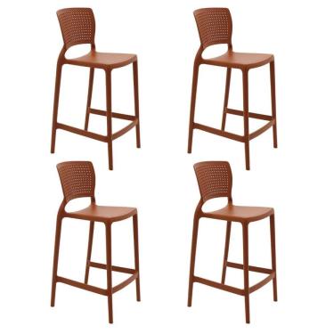 Imagem de Kit 4 Cadeiras Tramontina Safira Alta Residência Polipropileno E Fibra De Vidro Terracota 92128242