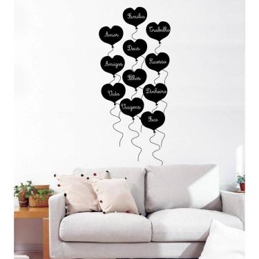 Imagem de Adesivo Decorativo de Corações Escreva com Giz Motivacional