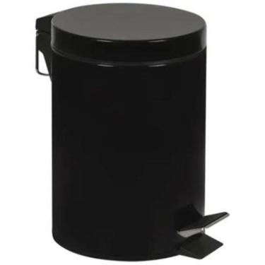 Imagem de Lixeira 3L + Escova Sanitária Conjunto Agata Preto Com Pedal