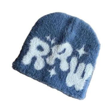 Imagem de Gorro Unissex Y2K De Pelúcia Felpuda Quente De Tricô Estilo Hip Hop Pa