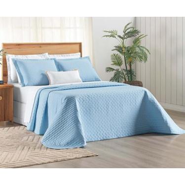 Imagem de Cobre Leito Casal Box Queen Percale Bordado Colcha Lisa Verity 3 Peças