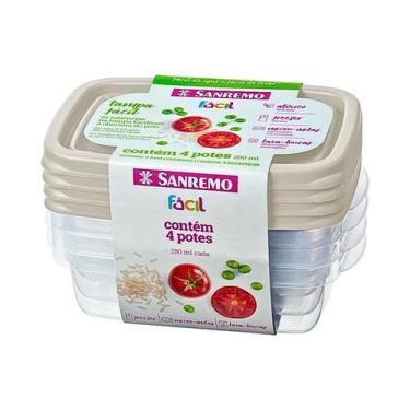 Imagem de Conjunto 4 Potes Cinza Plástico Sanremo 280Ml