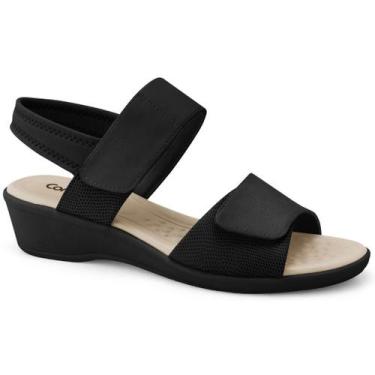 Imagem de Sandália Feminina Preta Conforto Leve Ajuste com Elástico Comfortflex 