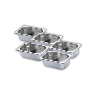 Imagem de Kit 5 cuba sem alca inox 1/4 gn 65 para buffet - Chef Line