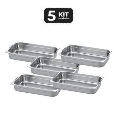 Imagem de Kit 5 cuba com alca inox 1/1 gn 100 para buffet - Chef Line