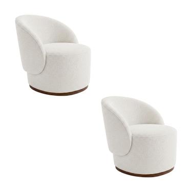 Imagem de Kit 2 Poltronas Decorativa Premium Orgânica para Recepção e Clinicas em Bouclê Italiano Off White
