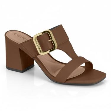 Imagem de Sandália Feminina Beira Rio Casual Salto Médio Grosso Elegante Festa O