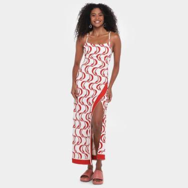 Imagem de Vestido Farm Peixe Copa Feminino, Branco, G