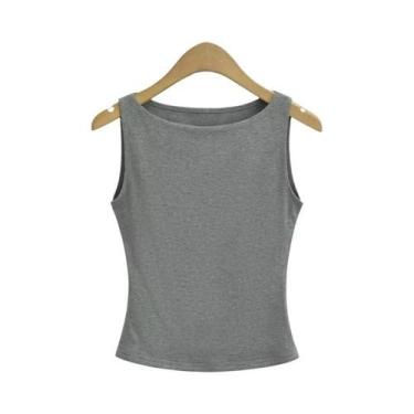 Imagem de Regata feminina de camada dupla com decote em barco e macia - Dozw, Ci