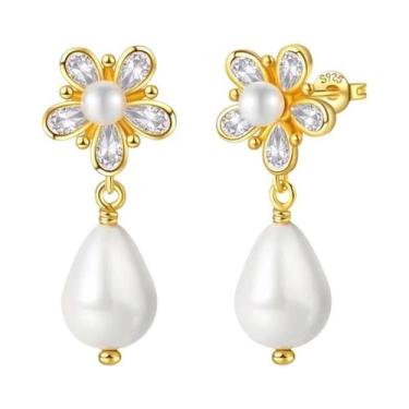 Imagem de Brincos Clássicos De Pérola Em Ouro 925 Para Mulheres, Joias Elegantes