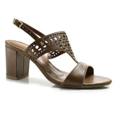 Imagem de Sandália de Couro e Salto Bloco Via Marte 321-006-01-Feminino