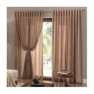 Imagem de Cortina Sala Renda Com Forro 3,50 larg x 2,20 alt Marrom - Interlar