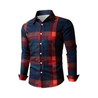 Imagem de Camisa Casual Masculina De Verão Com Listras E Manga Longa, Estilo Fas