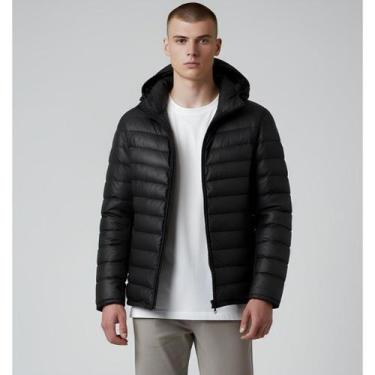 Imagem de Jaqueta Preta Masculina Puffer Casaco Bobojaco Preto com Capuz - Mitch