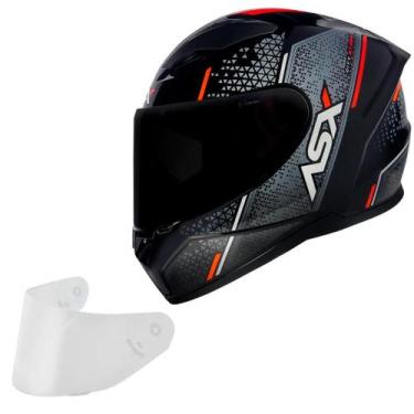 Imagem de Capacete Masculino Asx City Storm Cinza Moto + Viseira Fume, Preto bri