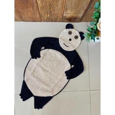 Imagem de Tapete Infantil Panda 95x60cm Crochê Artesanal - Maria Croche Veronez