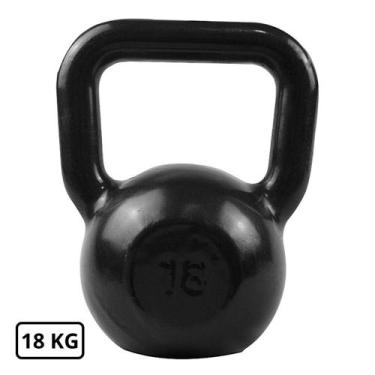 Imagem de Kettlebell de Ferro Emborrachado 18 Kg Preto - Sepo