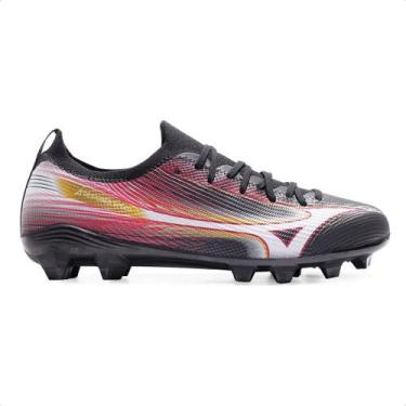 Imagem de Chuteira Campo Mizuno Alpha Club Md Masculina, 40, Preto, Vermelho