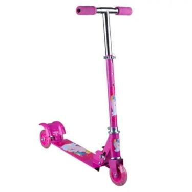 Imagem de Patinete Infantil Spin Rosa 3 Rodas com Leds Dobrável - CKS