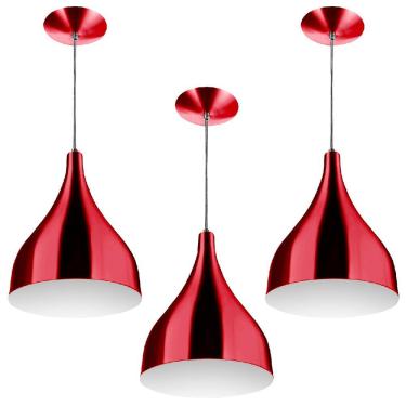 Imagem de Kit 3 Lustres Pd Gota Pequena Alumínio 21cm Cereja