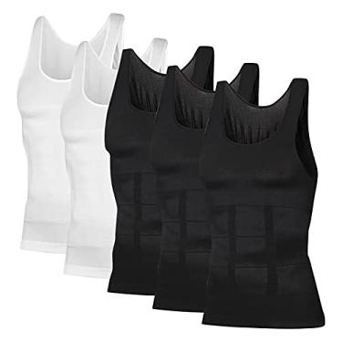 Imagem de Mingzhe 5 peças masculino body shaper colete emagrecedor modelador de barriga camiseta justa sem mangas