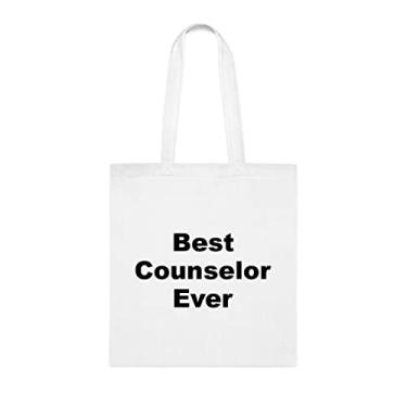 Imagem de Bolsa tote para conselheiro, bolsa Best Counselor Ever (conselheiro) presente, presente para conselheiro, bolsa de ombro para conselheiro, bolsas reutilizáveis, ideia de de Natal, Branco
