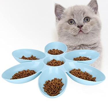 Imagem de Tigela de comida para gatos em forma de pétalas de flores tigelas de água para gatos comedouro para vários gatos, tigela de alimentação para cães, filhotes, gatos, gatos e gatos [azul] tigelas básicas