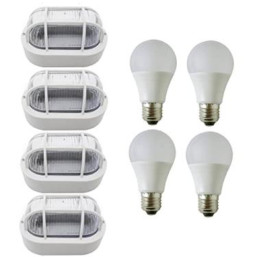 Imagem de 4X Kit Poptem Arandela Tartaruga Oval Com Lâmpada De Led Bulbo Branco 7W Bivolt 6500 K