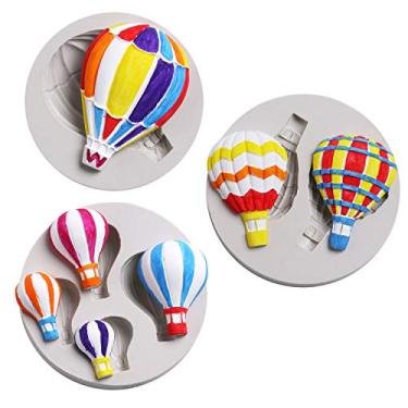 Imagem de Fewo 3 peças/conjunto de moldes para fondant de balão de ar quente molde de doce de chocolate de silicone para festa chá de bebê decoração de bolo argila polímero gesso fimo cera de porcelana derrete mini sabão molde de resina