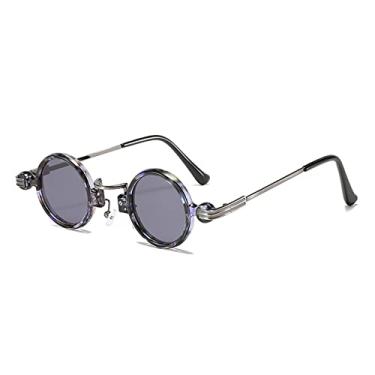 Imagem de Óculos de sol redondos pequenos vintage para homens óculos de sol espelho de luxo feminino tons góticos femininos, c7 azul leopardo preto, tamanho único