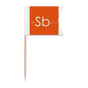 Imagem de Tabela de menstruação de elementos químicos, animónio semimetal Sb, bandeiras de palito de dentes, marcação de rotulagem para bolo de festa, prato de queijo