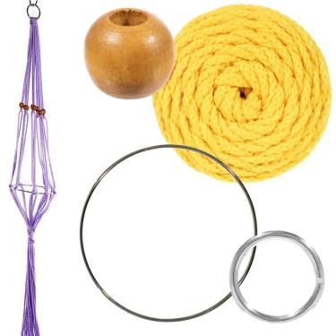Imagem de Craft County Kits de cabide de plantas de macramê – Cordão de 4 mm – Faz cabide de planta longo de 106 cm (luz do sol)