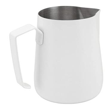 Imagem de Jarro de Leite, Jarro Profissional para Vaporização de café Grau Alimentício 450ml Aço Inoxidável 304 para Uso Doméstico (Branco)