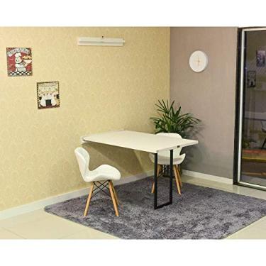 Imagem de Conjunto de Mesa Dobrável Retrátil 120 x 75 Branca + 2 Cadeiras Slim - Branca