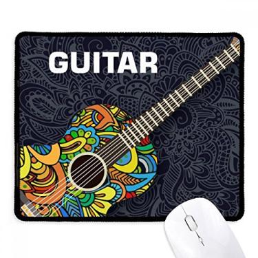 Imagem de Mouse pad com estampa de instrumento musical para guitarra, borda costurada, tapete de borracha para jogos