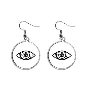 Imagem de Brincos femininos pretos com estampa de vetor de olhos com pingente de orelha de prata