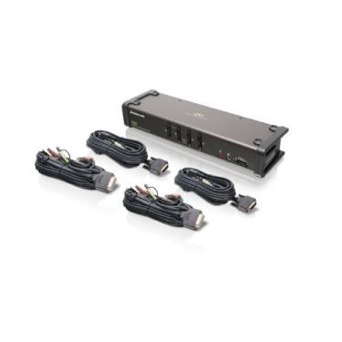 Imagem de Interruptor DVI KVMP IOGear com áudio e cabos GCS1104 (preto)