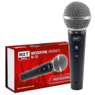 Imagem de Microfone Dinâmico Com Fio M-58 Profissional - Cabo 3 Metros O.D.5.0 M