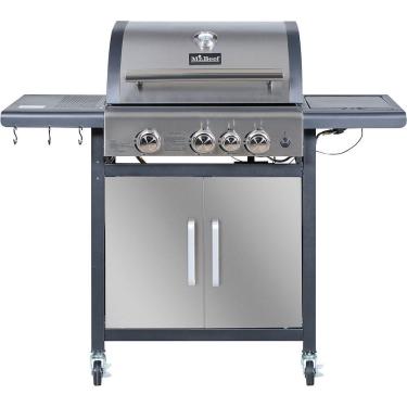 Imagem de Churrasqueira a Gás com 3 Queimadores e 1 Queimador Lateral Cinza Mr Beef