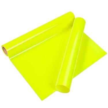Imagem de VINYL FROG Rolo de vinil de transferência de calor HTV vinil - 30,5 cm x 1,5 m amarelo neon ferro em vinil para camisetas, vinil de prensa térmica para designs de artesanato DIY (amarelo neon)