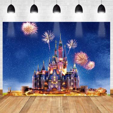 Imagem de Dream Castle Cartoon Backdrop para crianças  fundo de fantasia  fogo de artifício  aniversário  cena