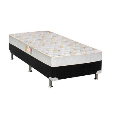 Imagem de  Cama Box Solteiro: Colchão Espuma Castor D28 Sleep Max + Base CRC Suede Black(88x188)
