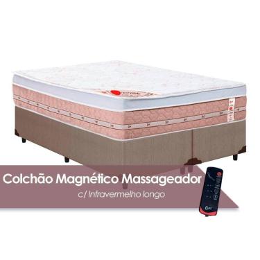 Imagem de Cama Box Queen: Colchão c/Vibro Massagem Castor Tecnopedic Premium Niponpedic Magnético c/  + Base CRC Courano Clean(158x198)