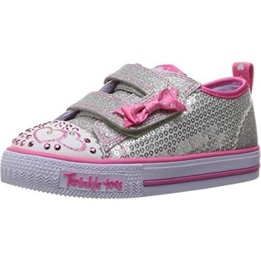 Imagem de Skechers Twinkle Toes Shuffles Itsy Bitsy Girls Light Up Sneakers Silver/Hot Pink 12