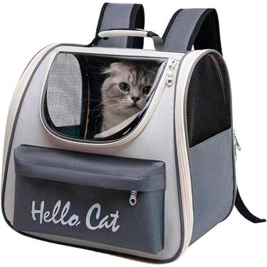 Imagem de Bolsa Mochila Transporte Pet Gato Animais Estimaçao Pequeno Medio Porte Visao Panoramica Viagem Passeio Caminhada Bolsos Ventilaçao