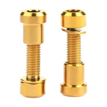 Imagem de Wanyifa Parafuso de titânio M5x16 18 20 mm com arruela parafuso de cabeça sextavada porca de fixação para haste de bicicleta trava de garfo frontal (cabeça quadrada dourada, M5 x 20 mm)