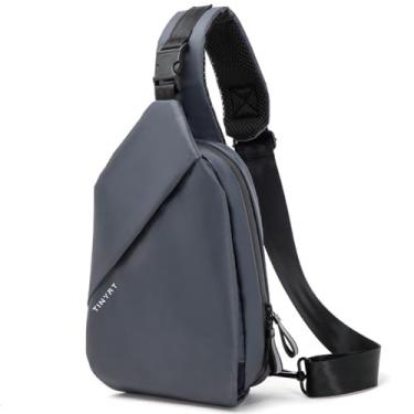 Imagem de Bolsa transversal de ombro pequena masculina feminina com alça única, casual, mochila fina para viagens ao ar livre e ciclismo, Cinza, Small, Mochilas Sling